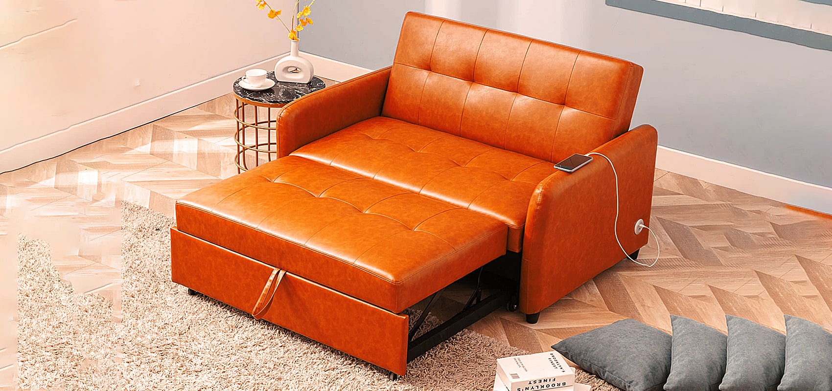 Orange Sofa Sleeper | Orange Sofa Bed