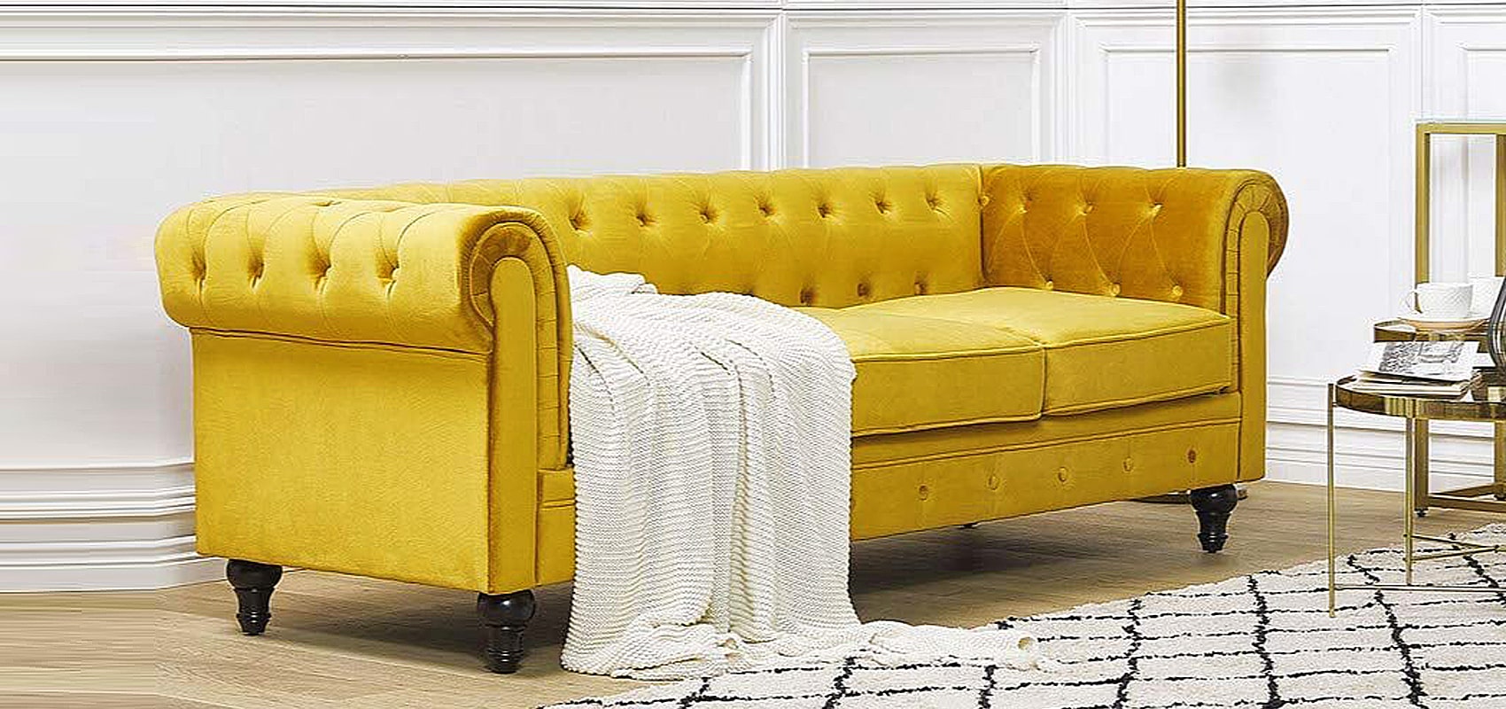 Velvet Yellow Couch | Velvet Yellow Sofa