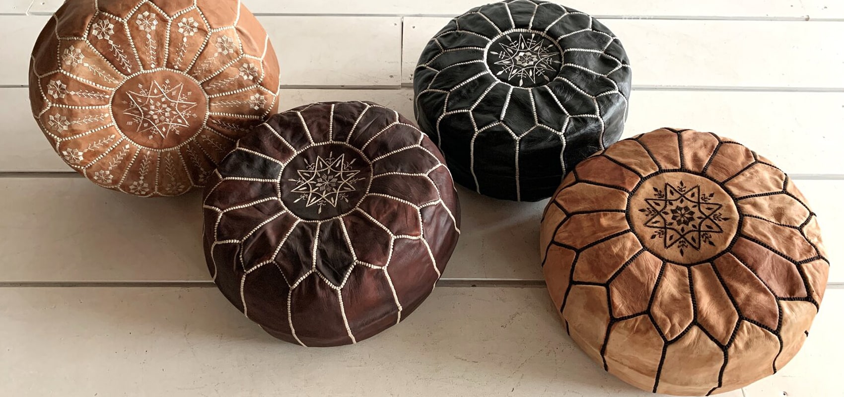 Moroccan Leather Pouf