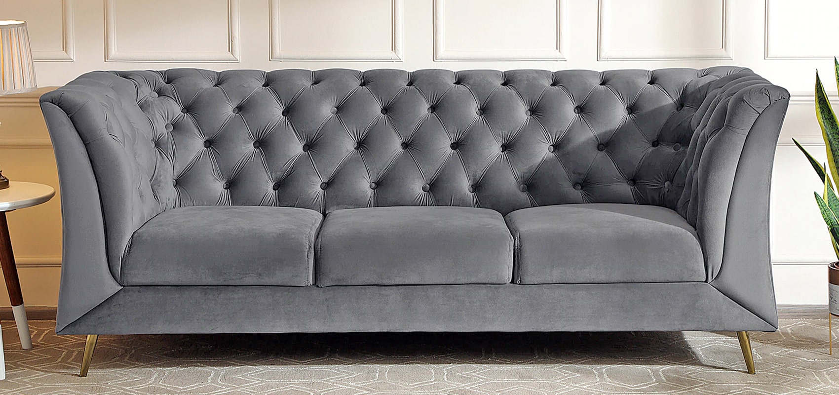 Velvet Gray Sofa | Velvet Gray Couch