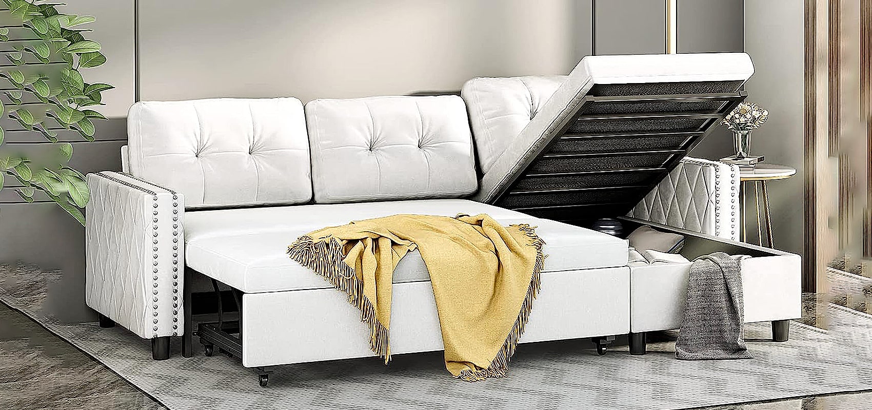 White Sofa Bed | White Sofa Sleeper | White Couch Sleeper | White Couch Bed