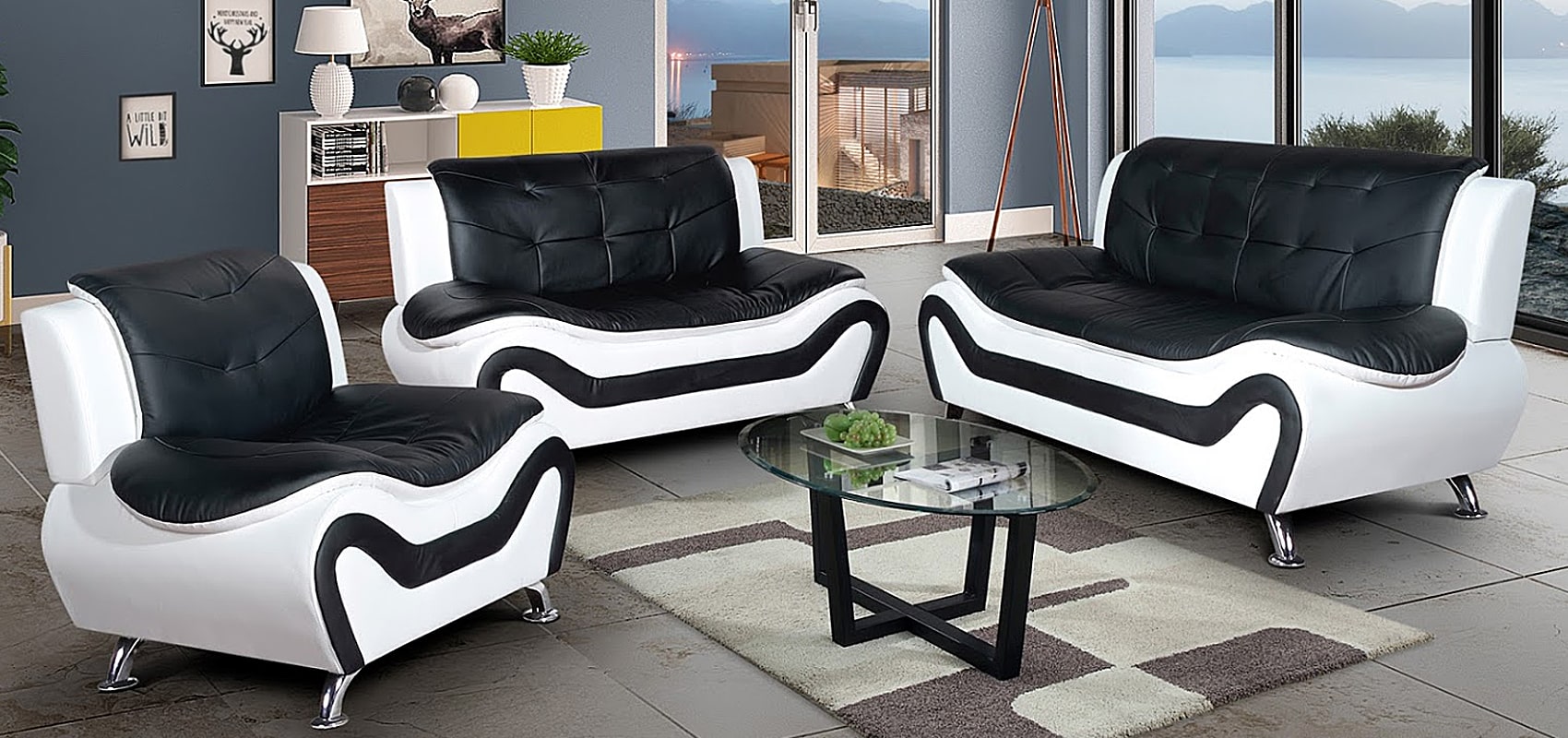 White and Black Couch | White and Black Sofa | Black and white Sofa | Black and White Couch