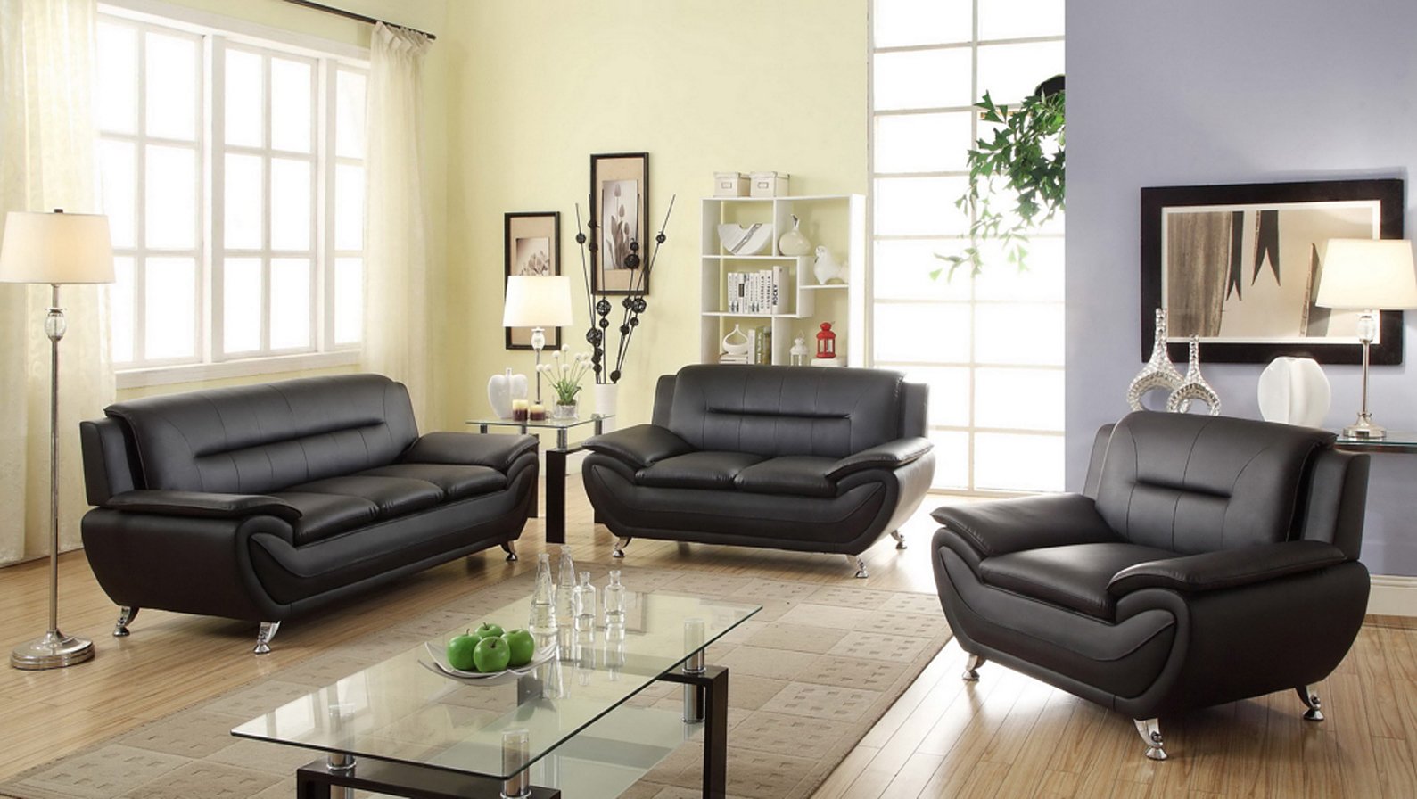 Modern Black Couch | Modern Black Sofa Set