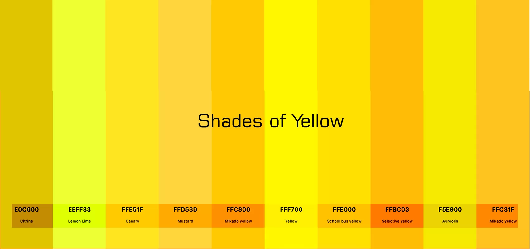 Yellow Color Palette | Yellow Color Names