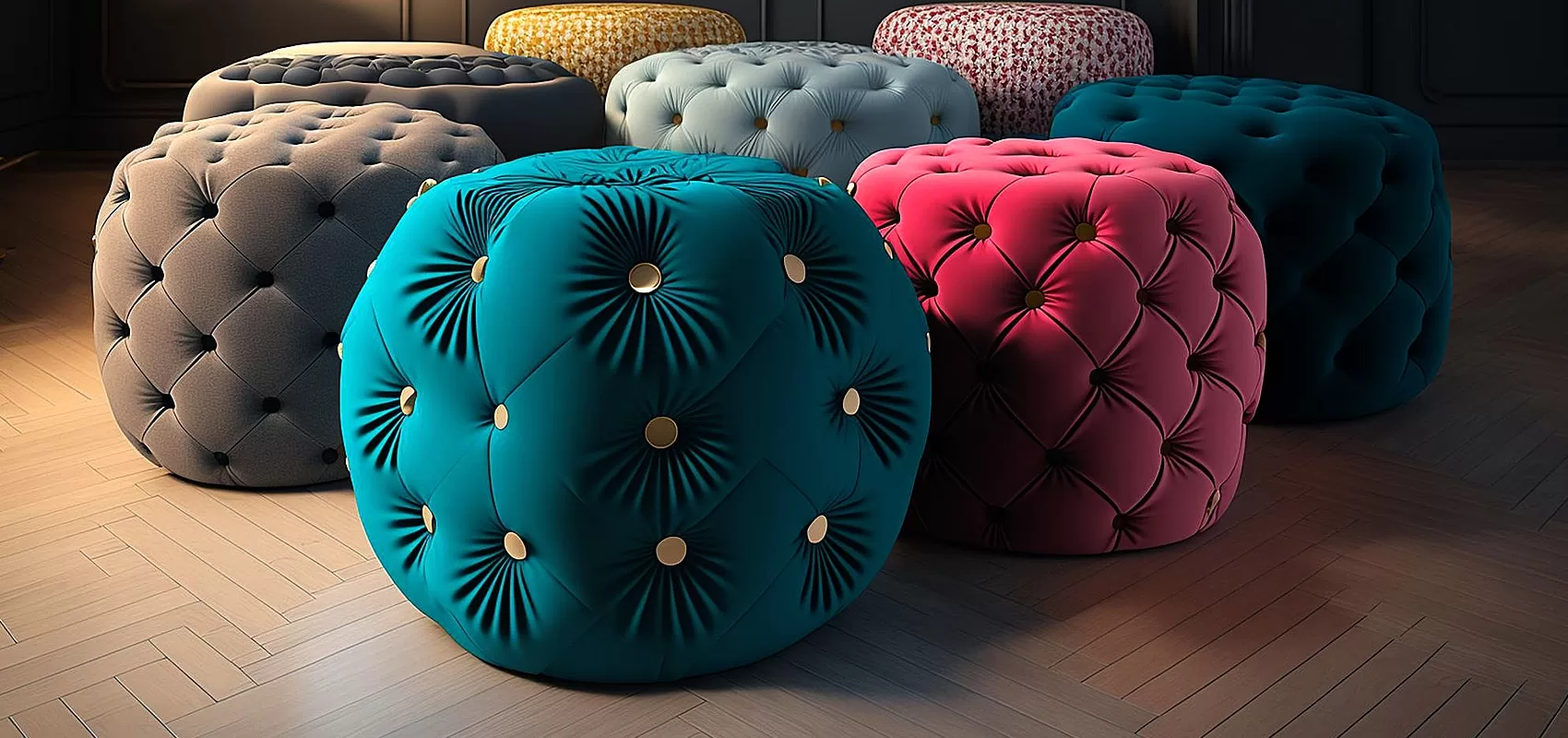 Blue Pouf | Blue Pouf Ottoman