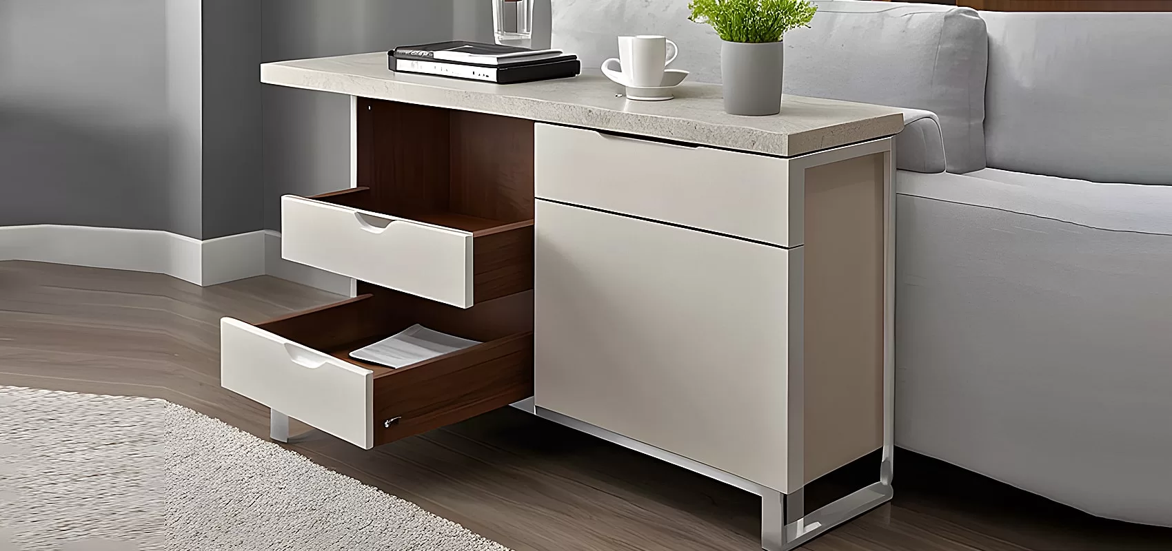 Modern Sofa Table with Storage