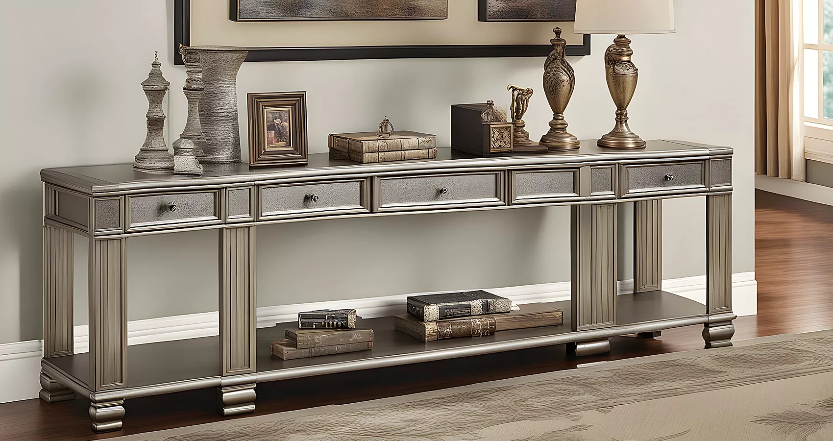 Metallic Finishes SOFA TABLE WITH DRAWERS Copy Min Jpg.webp