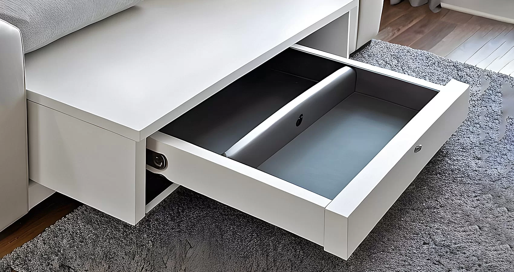 Slide Under Sofa Table with Storage 