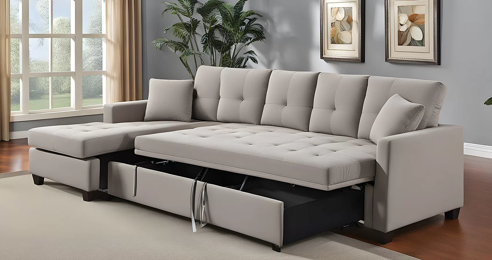 sectional sofa with pull-out bed