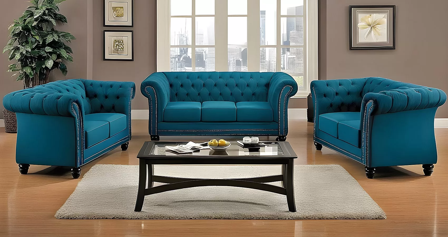 Blue Couch and Loveseat Set | Blue Sofa with Loveseat