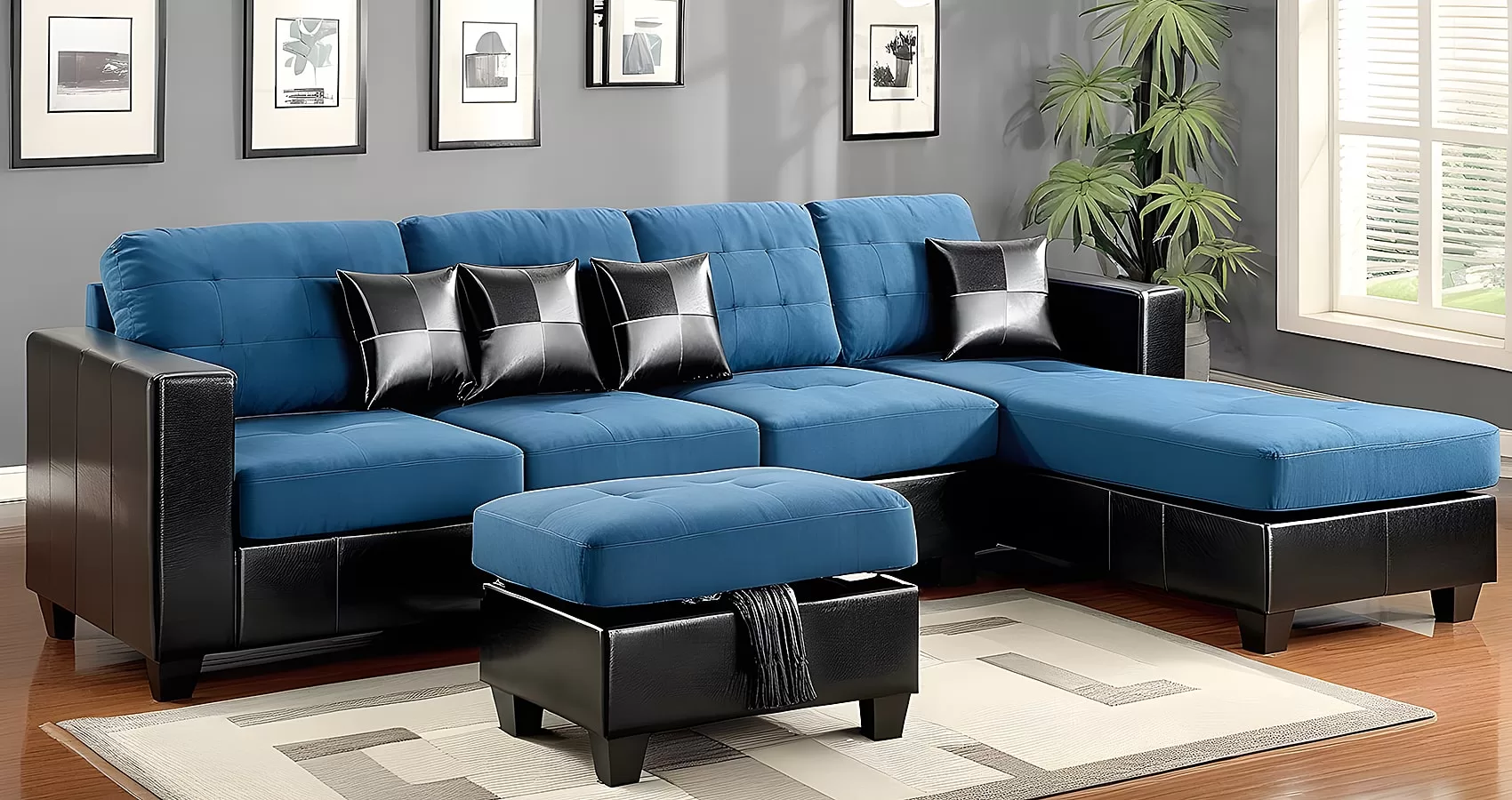 Blue Couch with Chaise | Blue Sofa with Chaise