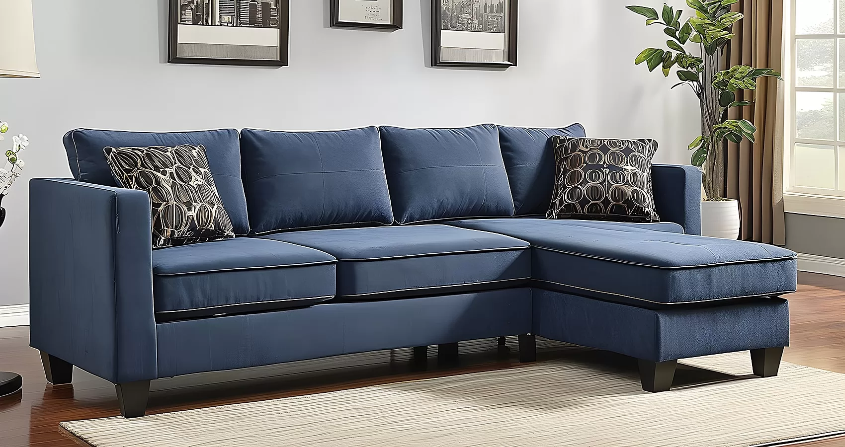 Blue Couch with Chaise | Blue Sofa with Chaise