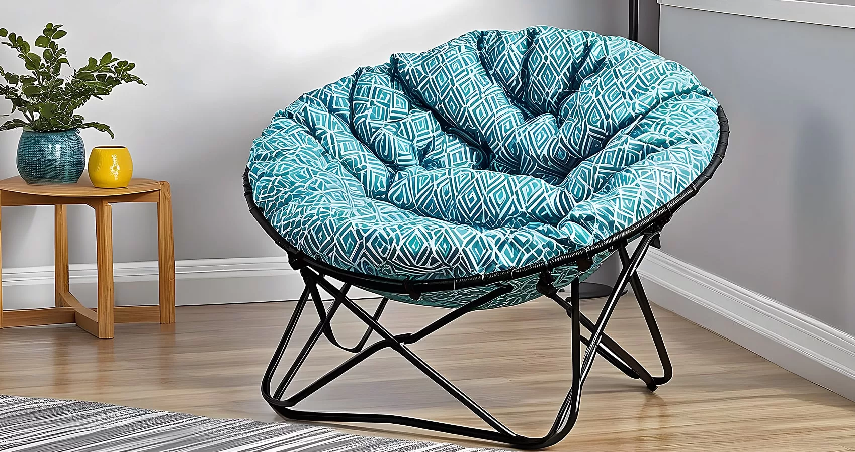 Papasan Chair with Foldable Base