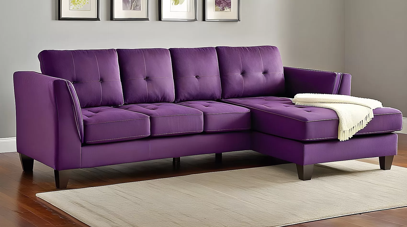 Purple Couch with Chaise | Purple Sofa with Chaise