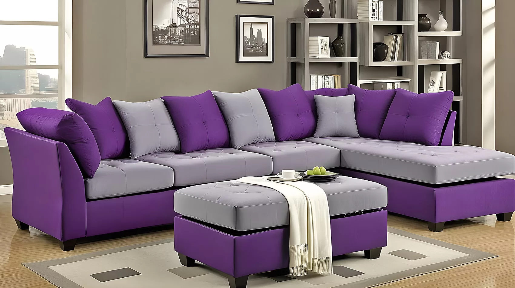 Purple Couch with Chaise | Purple Sofa with Chaise