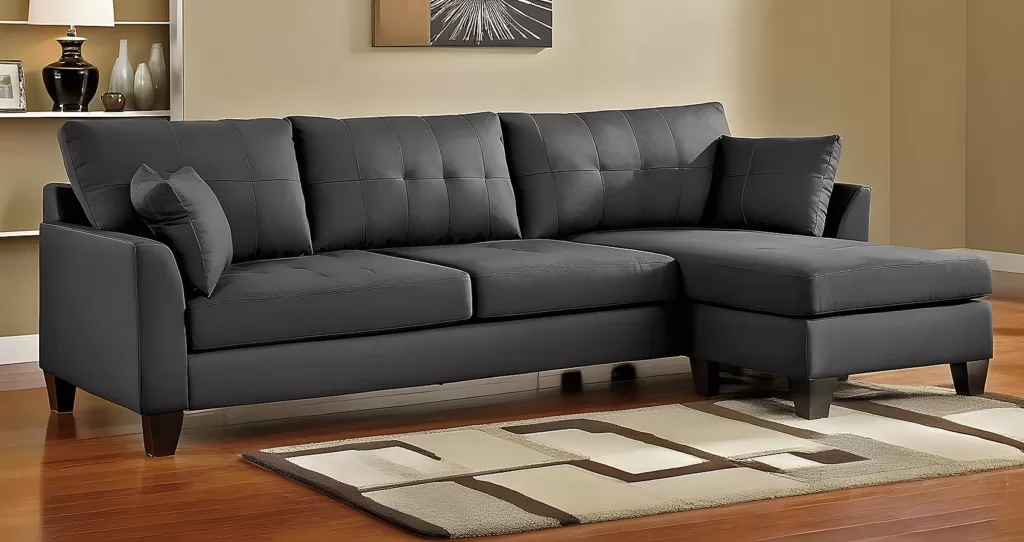 Black Sofa with Chaise | Black Couch with Chaise
