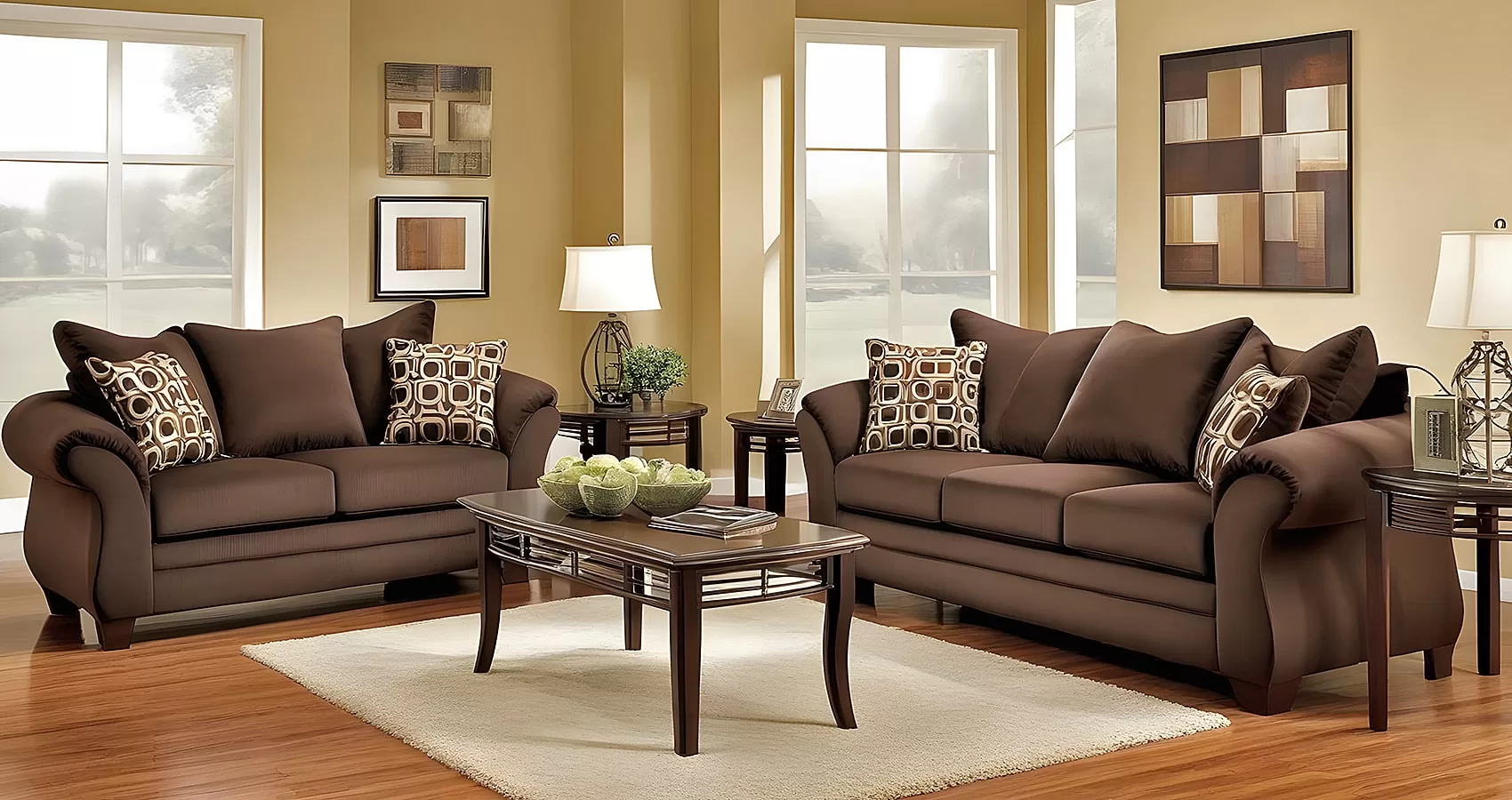 Dark Brown Sofa and Loveseat Set