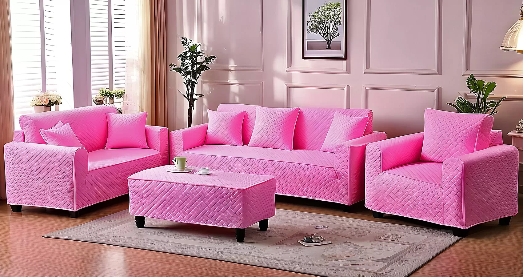 Pink Couch Cover | Pink Sofa Cover: