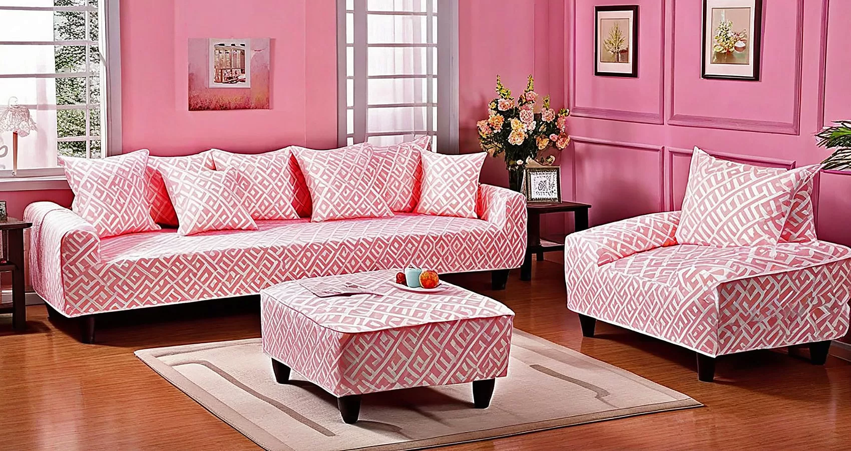 Pink Couch Cover | Pink Sofa Cover: