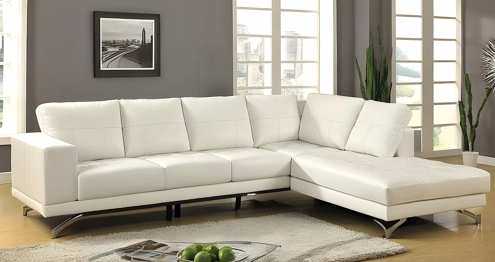 White Couch with Chaise
