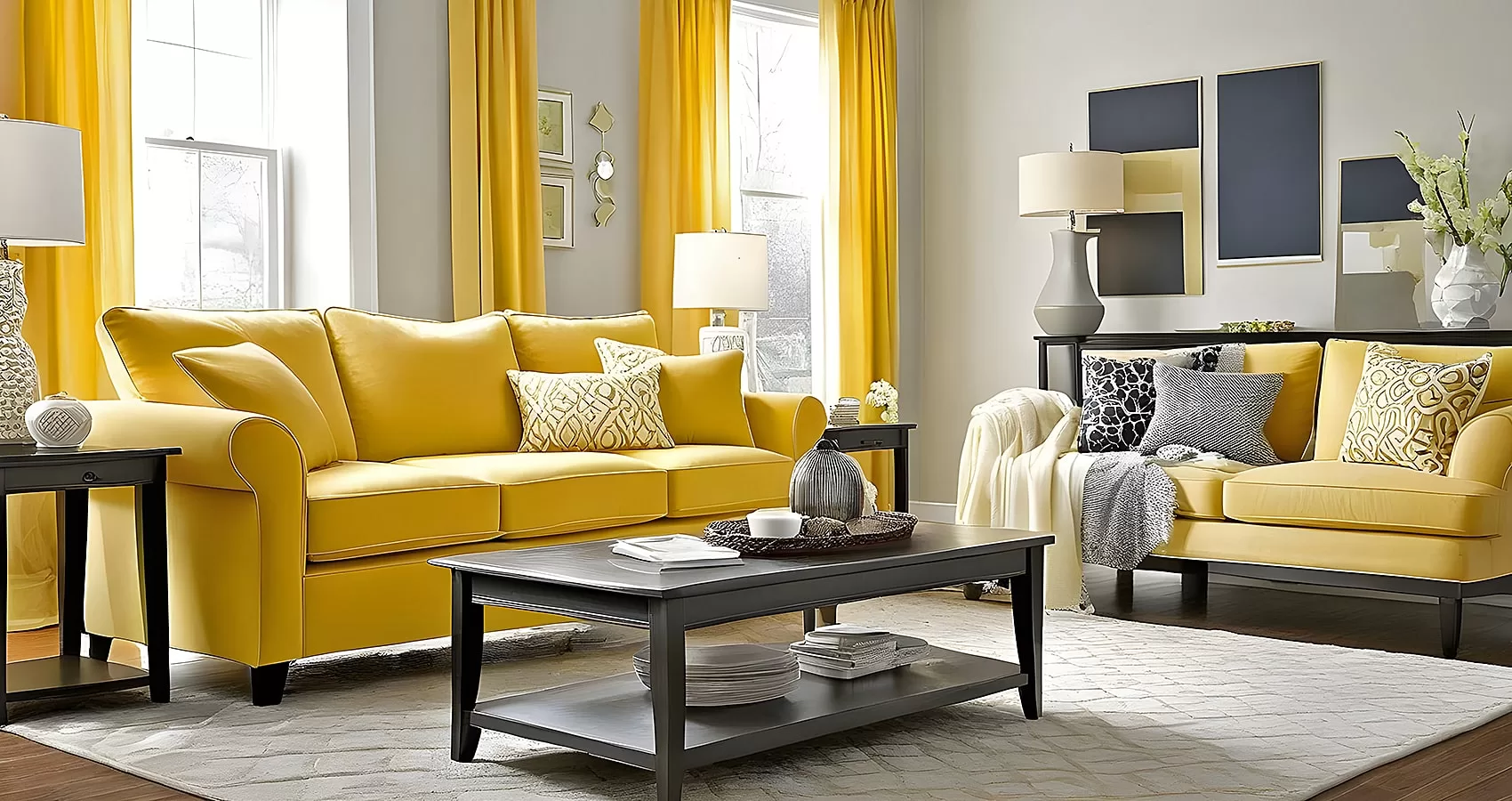 Living Room with Yellow Couch | Yellow Couch Living Room Ideas | Yellow Couch Living Room | Yellow Sofa Living Room