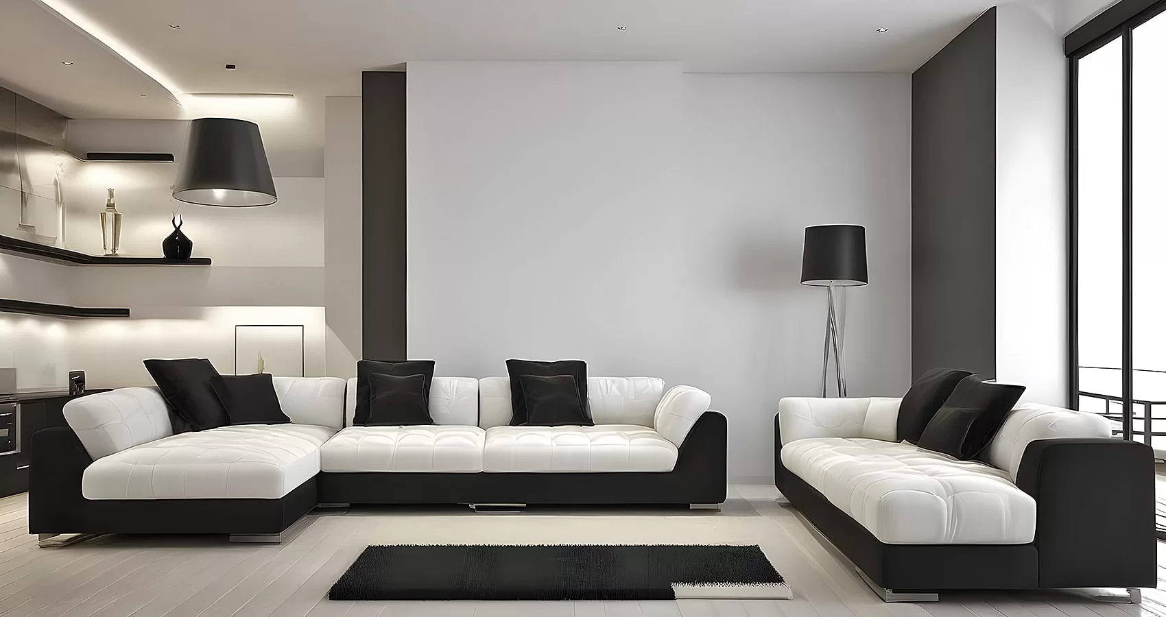 White and Black Couch | White and Black Sofa | Black and White Sofa | Black and White Couch
