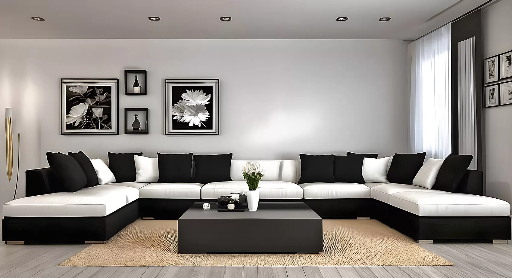 White and Black Couch | White and Black Sofa | Black and White Sofa | Black and White Couch