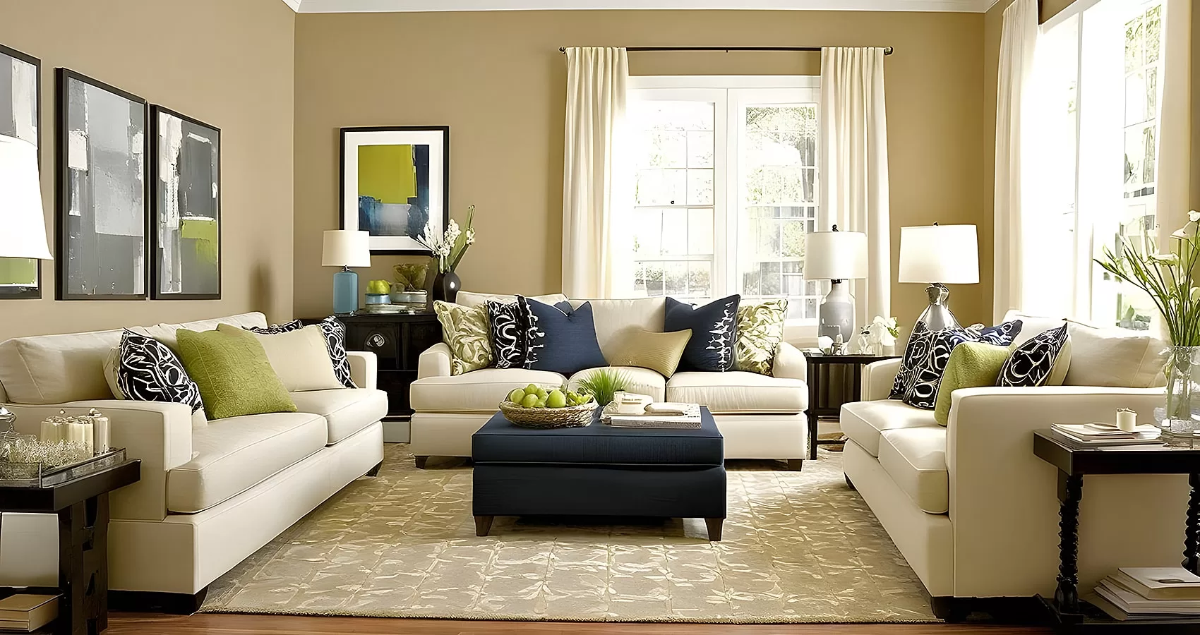 How to Decorate Living Area with Light Beige Couch | Light Beige Sofa