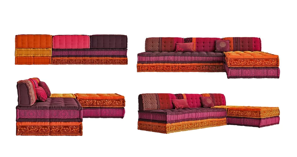 Maili Sectional Sofa Purple & Orange-min
