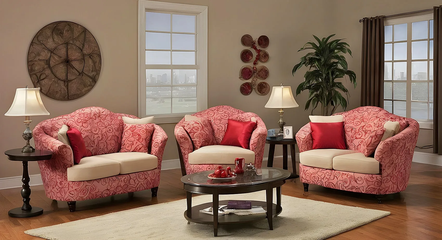 Classy Heart Shaped Loveseat Sofa Set