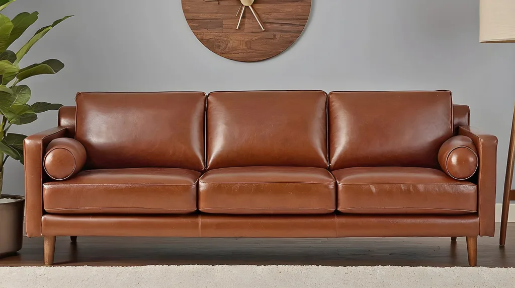 Rivet Aiden Mid-Century Leather Sofa