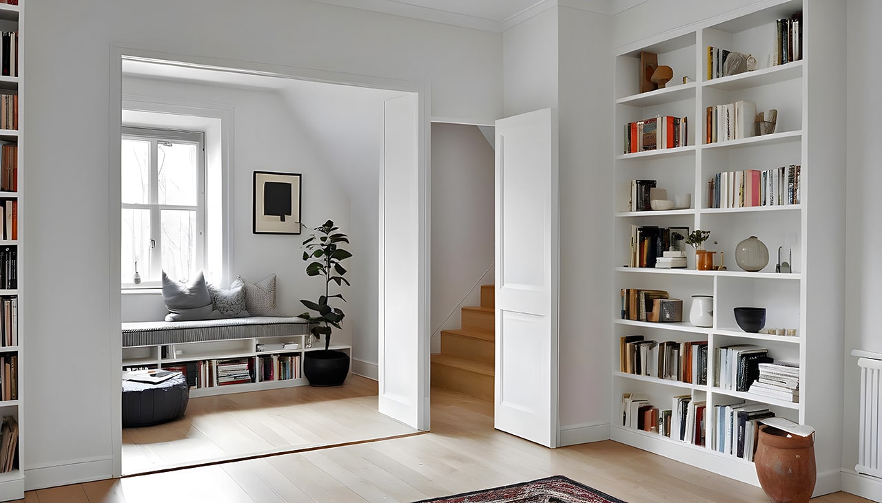 Scandinavian Built-in Bookcase