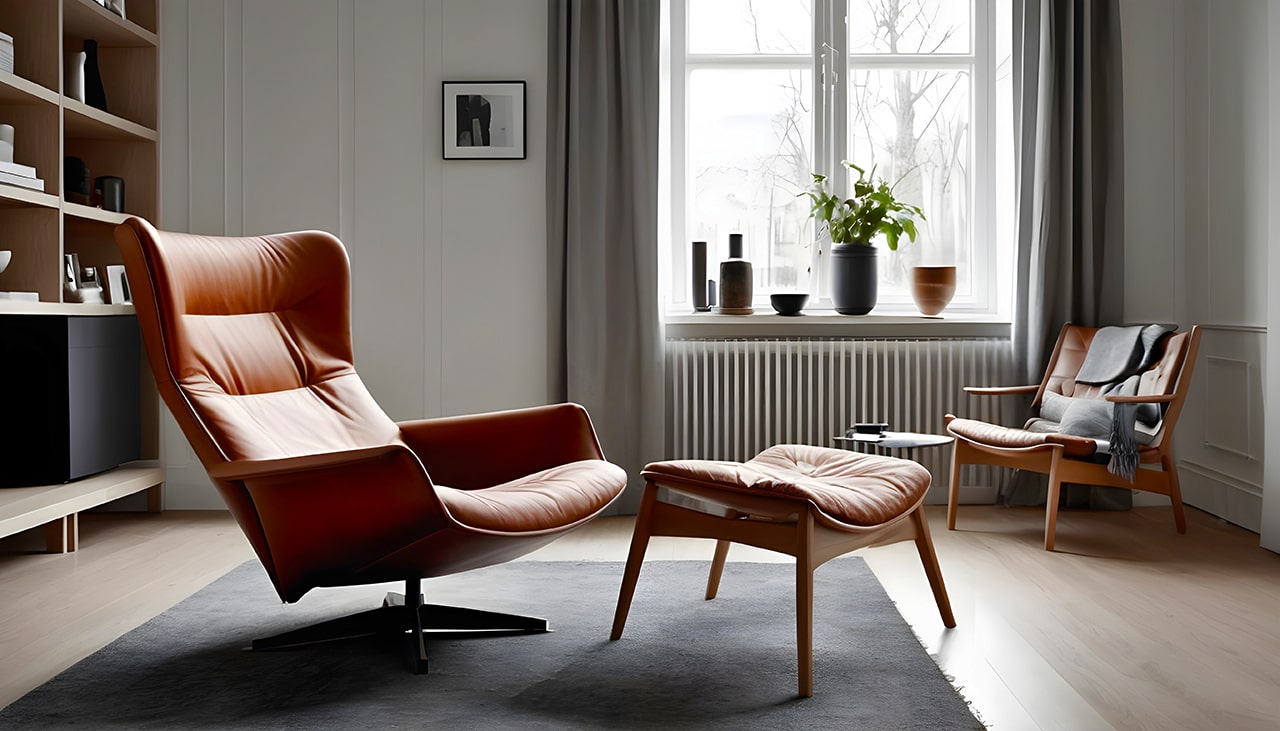 Leather Scandinavian Lounge Chairs
